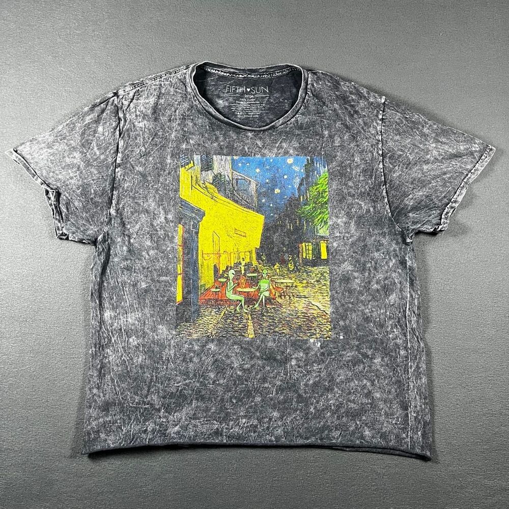 Fifth-sun Men's Grey and Black T-shirt